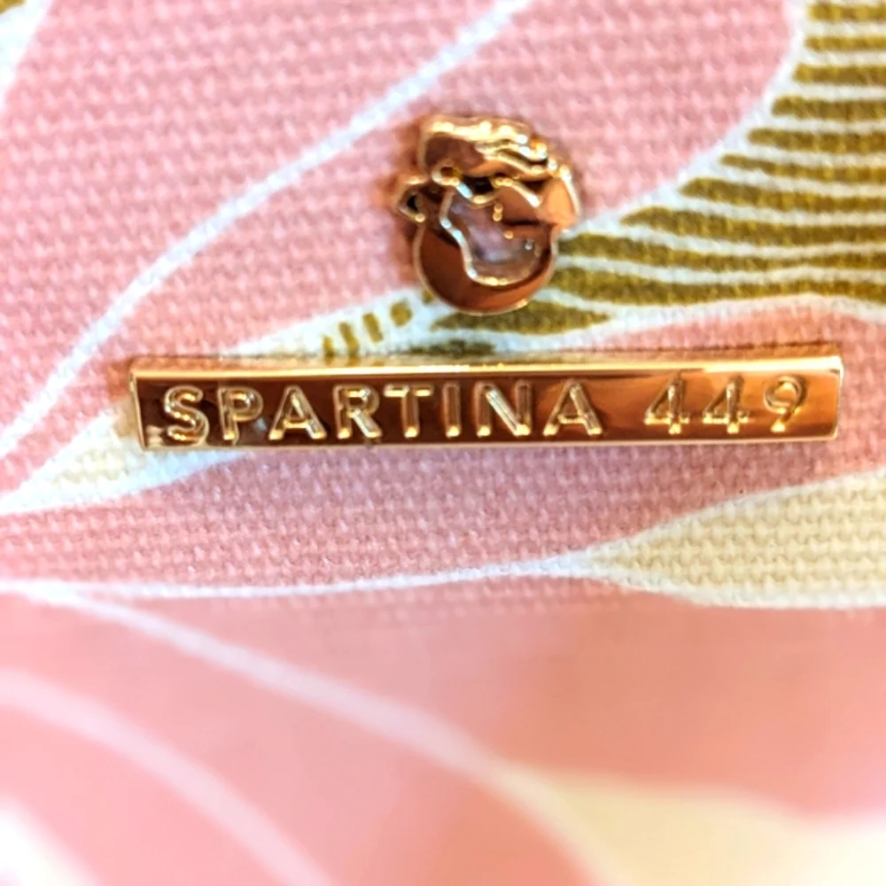 Spartina 449 Pink and Orange Floral Tote Bag with Leather Handles. NWT